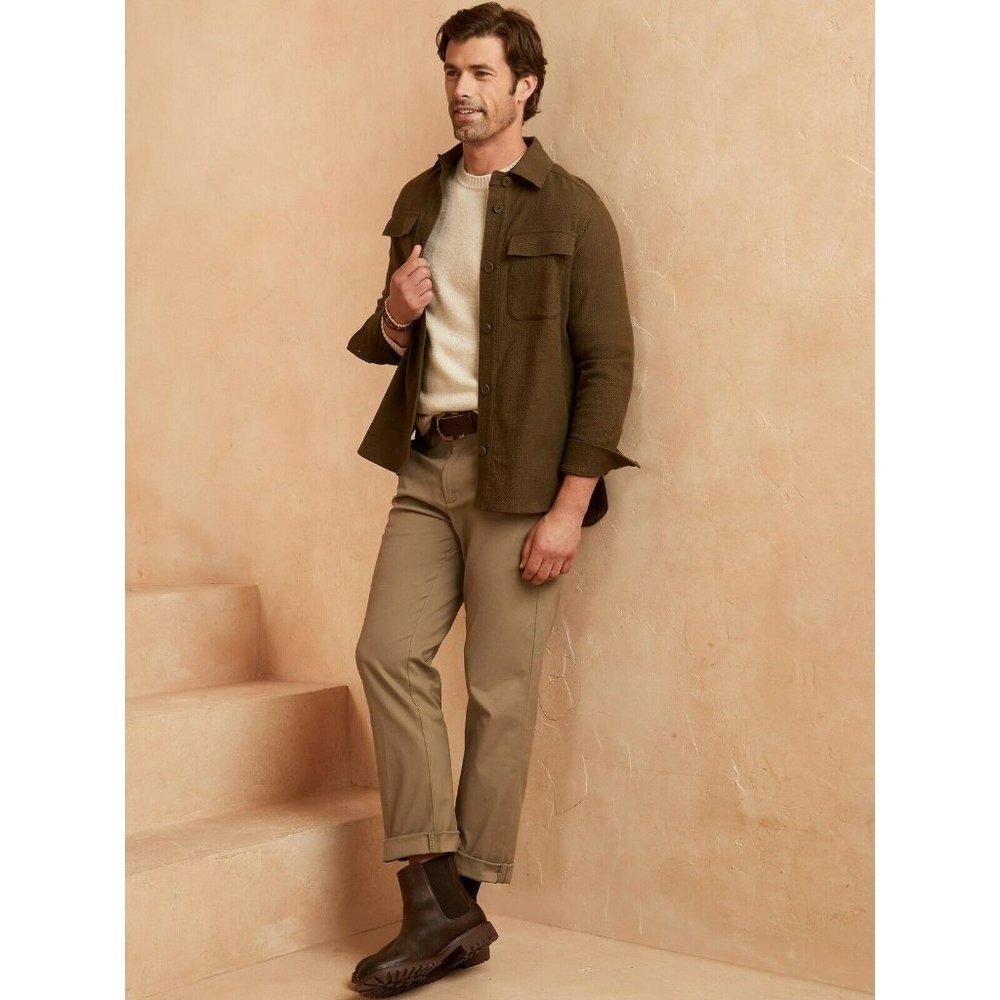 Banana Republic Size 34 x 32 Aiden Chino Khaki Brown Classic Cotton Pants Mens‎